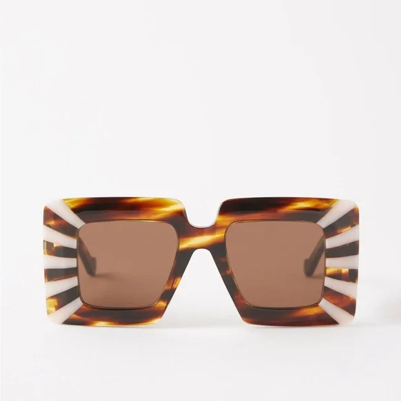 LOEWE brown tortoiseshell Striped square acetate sunglasses LOEWE EYEWEAR + Paula main image 3